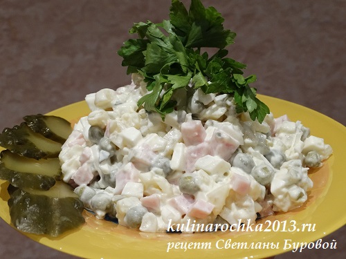 Як приготувати   салат Олів'є з шинкою   - простий рецепт з покроковими фото