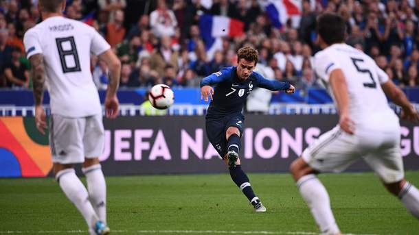17 жовтня 2018, 9:32 Переглядів:   Дубль Грізманн приніс Франції вольову перемогу над Німеччиною   Франція - Німеччина - 2: 1