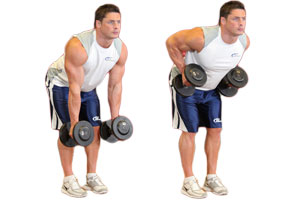 Тяга гантелей в нахилі - силова вправа, яке прицільно опрацьовує і формує м'язи середини спини